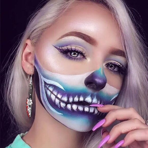 6 Pairs Punk Knife Dagger Drop Dangle Set Gothic Acrylic Printed Knife Earring‎ - Picture 4 of 6